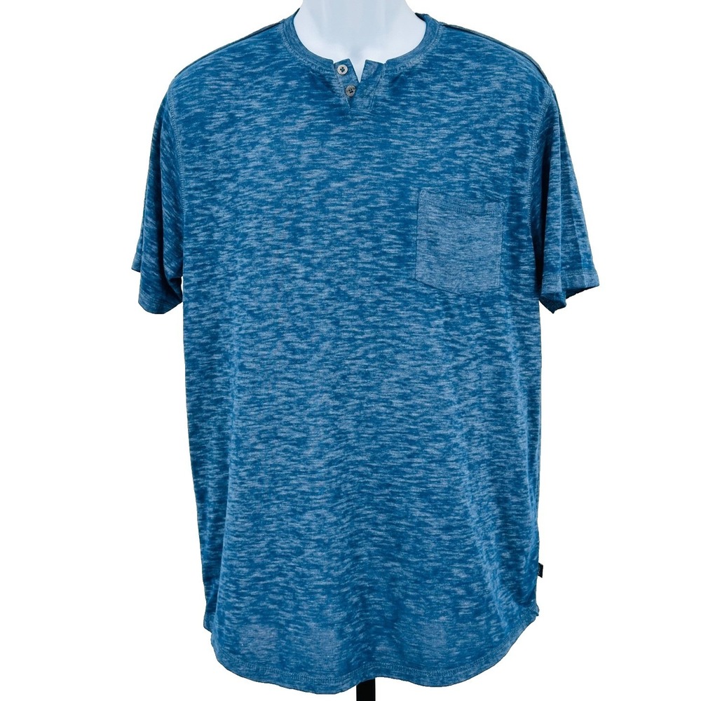 Buffalo Jeans Short Sleeve Henley Shirt Blue Jersey Mirage Kadya Men's Large NWT